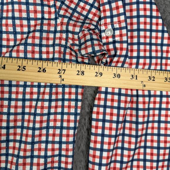 Huk Tide Point Button Down Shirt Mens 3XL Blue Red Plaid Stretch Woven Fishing - Picture 6 of 9